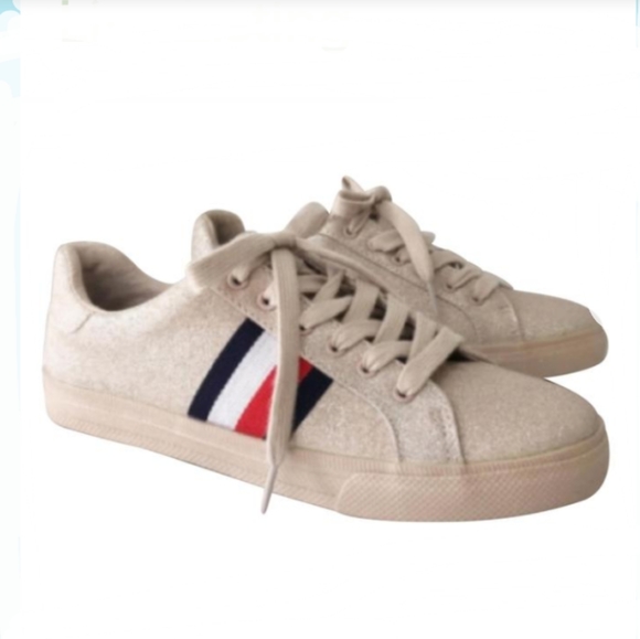 Tommy Hilfiger Shoes - 🇺🇸 Tommy Hilfiger Ladies Tan Glitter Sneakers Shoes Pre-owned 8 **